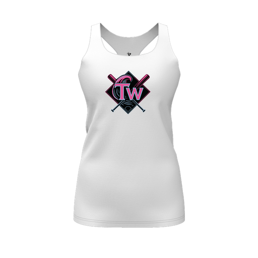 [FT0TRBWH-FYS-LOGO1] Decker Racerback Tank Top (Female Youth S, White, Logo 1)