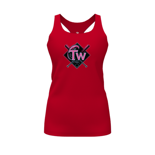 [FT0TRBRD-FYS-LOGO1] Decker Racerback Tank Top (Female Youth S, Red, Logo 1)