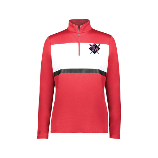 [222791.408.XS-LOGO1] Ladies Bold 1/4 Zip Pullover (Female Adult XS, Red, Logo 1)