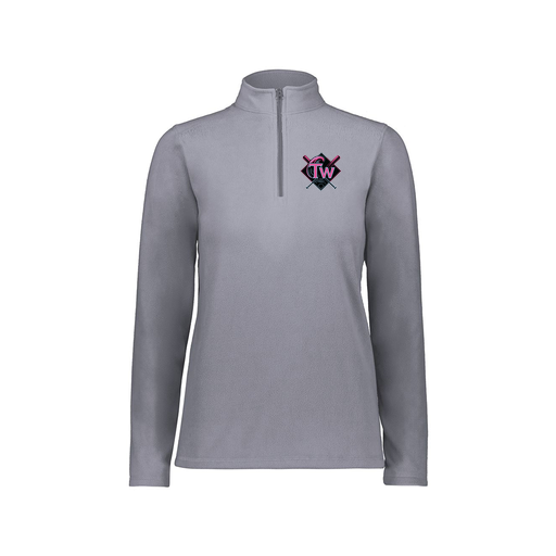 [6864.059.XS-LOGO1] Ladies MicroFleece 1/4 Zip Pullover (Female Adult XS, Gray, Logo 1)
