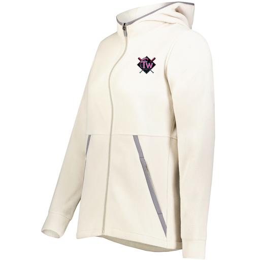 [6860.53T.XS-LOGO1] Ladies Chill Full Zip Fleece (Female Adult XS, White, Logo 1)